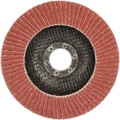 3M - 80 Grit, 4-1/2" Disc Diam, 7/8" Center Hole, Type 29 Ceramic Flap Disc - 13,300 Max RPM, Polyester Backing, Arbor Attaching System, Coated - Eagle Tool & Supply