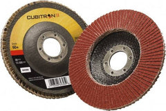 3M - 60 Grit, 5" Disc Diam, 7/8" Center Hole, Type 29 Ceramic Flap Disc - 12,100 Max RPM, Polyester Backing, Arbor Attaching System, Coated - Eagle Tool & Supply