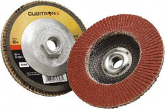 3M - 80 Grit, 4-1/2" Disc Diam, 5/8-11 Center Hole, Type 29 Ceramic Flap Disc - 13,300 Max RPM, Polyester Backing, Arbor Attaching System, Coated - Eagle Tool & Supply