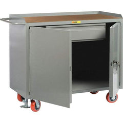 Little Giant - 3,600 Lb Capacity, 1 Drawer, 2 Door Mobile Service Bench - 41" Wide x 24" Deep x 43" High, Steel, Gray - Eagle Tool & Supply