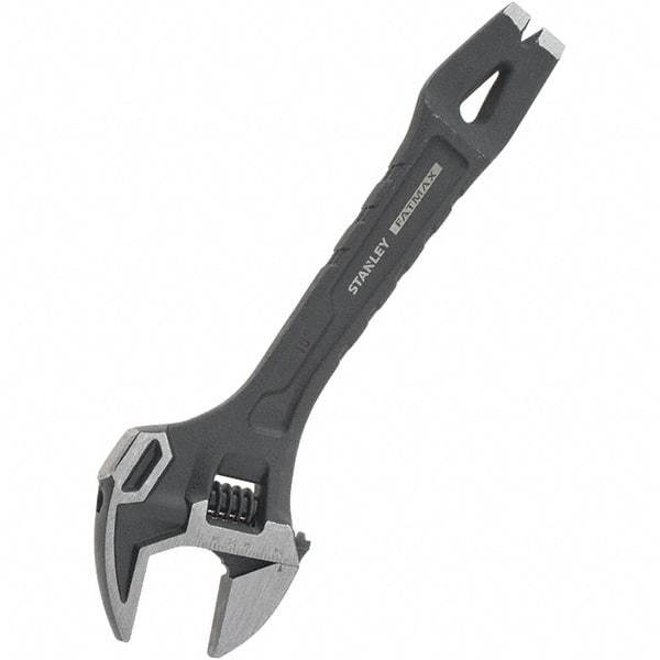 Stanley - 1-1/4" Jaw Capacity, 10" Ratcheting Adjustable Wrench - Steel, Black Oxide Finish, 10" OAL - Eagle Tool & Supply