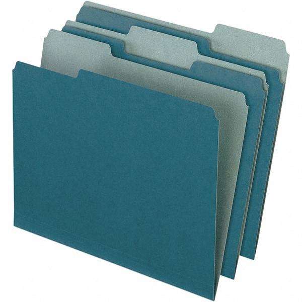 Pendaflex - 9-1/2 x 11-5/8", Letter Size, Blue, File Folders with Top Tab - 11 Point Stock, Assorted Tab Cut Location - Eagle Tool & Supply
