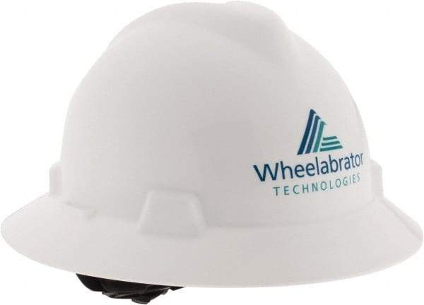 MSA - ANSI Type I, Class E Rated, 4-Point, Ratchet Adjustment Hard Hat - Blue, Full Brim, Wheelbrator - Eagle Tool & Supply