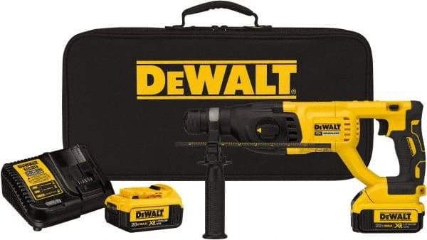 DeWALT - 20 Volt 1" SDS Plus Chuck Cordless Rotary Hammer - 0 to 5,550 BPM, 0 to 1,500 RPM, Reversible - Eagle Tool & Supply