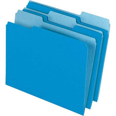Pendaflex - 9-1/2 x 11-5/8", Letter Size, Blue/Light Blue, File Folders with Top Tab - 11 Point Stock, Assorted Tab Cut Location - Eagle Tool & Supply