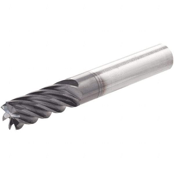Iscar - 3/4" Diam, 1-1/2" LOC, 20 Flute Solid Carbide Roughing & Finishing Corner Chamfer End Mill - TiAlN Finish, 5" OAL, 3/4" Shank Diam, Straight Shank, 35° Helix, Non-Centercutting, Regular Length - Eagle Tool & Supply