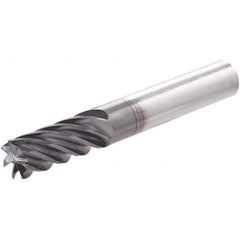 Iscar - 3/4" Diam, 1-1/2" LOC, 20 Flute Solid Carbide Roughing & Finishing Corner Chamfer End Mill - TiAlN Finish, 5" OAL, 3/4" Shank Diam, Straight Shank, 35° Helix, Non-Centercutting, Regular Length - Eagle Tool & Supply