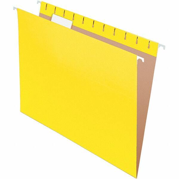 Pendaflex - 8-1/2 x 11", Letter Size, Yellow, Hanging File Folder - 11 Point Stock, 1/5 Tab Cut Location - Eagle Tool & Supply
