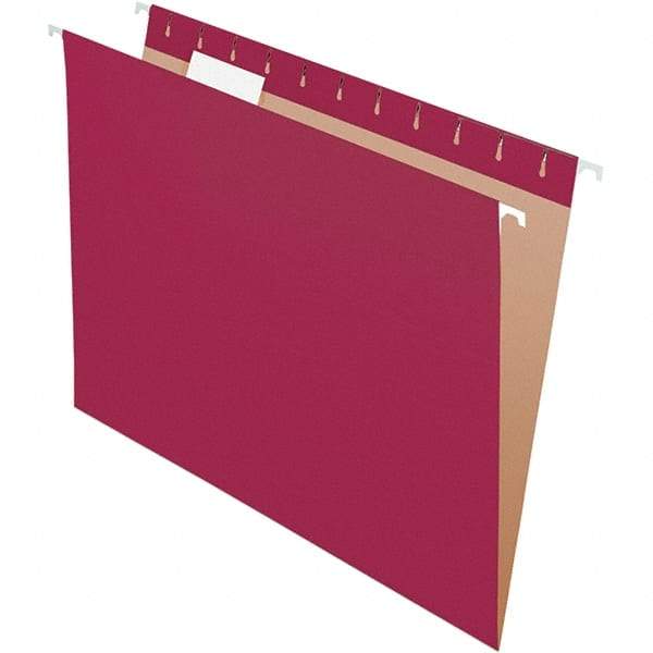Pendaflex - 8-1/2 x 11", Letter Size, Burgundy, Hanging File Folder - 11 Point Stock, 1/5 Tab Cut Location - Eagle Tool & Supply