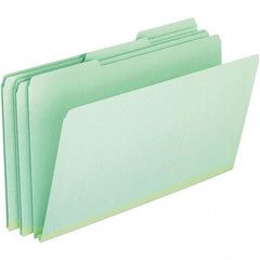Pendaflex - 9-1/2 x 14-5/8", Legal, Green, File Folders with Top Tab - 25 Point Stock, Assorted Tab Cut Location - Eagle Tool & Supply