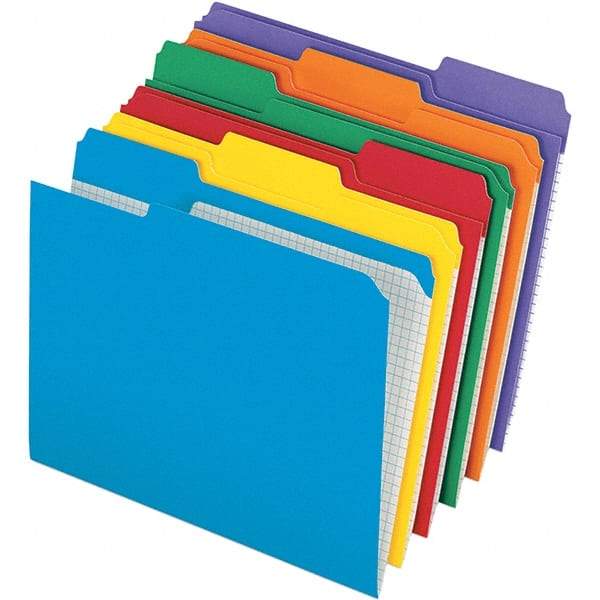 Pendaflex - 9-1/2 x 11-5/8", Letter Size, Assorted Colors, File Folders with Top Tab - 11 Point Stock, Assorted Tab Cut Location - Eagle Tool & Supply