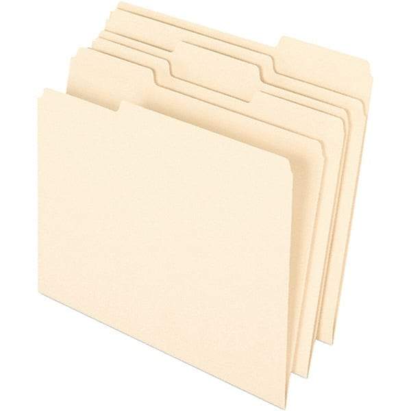 Pendaflex - 9-1/2 x 11-5/8", Letter Size, Manila, File Folders with Top Tab - 11 Point Stock, Assorted Tab Cut Location - Eagle Tool & Supply