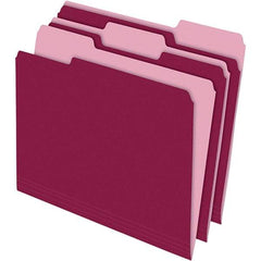 Pendaflex - 11-5/8 x 9-3/16", Letter Size, Burgundy, File Folders with Top Tab - 11 Point Stock, Assorted Tab Cut Location - Eagle Tool & Supply