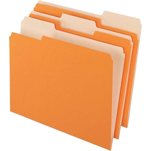 Pendaflex - 11-5/8 x 9-3/16", Letter Size, Orange, File Folders with Top Tab - 11 Point Stock, Assorted Tab Cut Location - Eagle Tool & Supply
