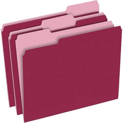 Pendaflex - 9-1/2 x 11-5/8", Letter Size, Burgundy, File Folders with Top Tab - 11 Point Stock, Assorted Tab Cut Location - Eagle Tool & Supply