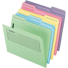 Pendaflex - 11-5/8 x 9-1/2", Letter Size, Assorted Colors, File Folders with Top Tab - 11 Point Stock, Assorted Tab Cut Location - Eagle Tool & Supply