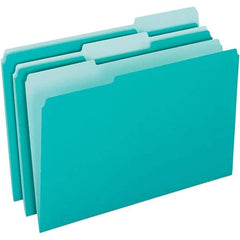 Pendaflex - 11-5/8 x 9-3/16", Letter Size, Aqua, File Folders with Top Tab - 11 Point Stock, Assorted Tab Cut Location - Eagle Tool & Supply
