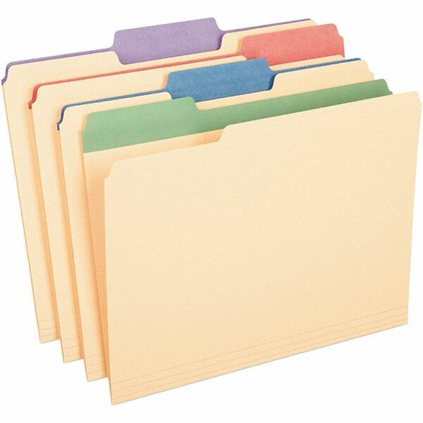 Pendaflex - 9-1/2 x 11-5/8", Letter Size, Assorted Colors, File Folders with Top Tab - Assorted Tab Cut Location - Eagle Tool & Supply