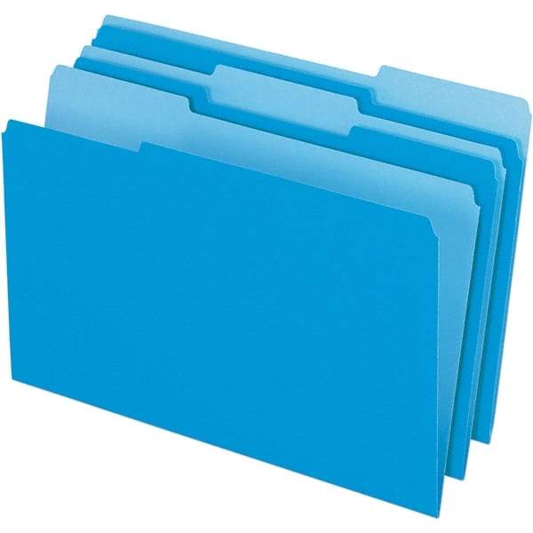 Pendaflex - 14-5/8 x 9-3/16", Legal, Blue, File Folders with Top Tab - 11 Point Stock, Assorted Tab Cut Location - Eagle Tool & Supply