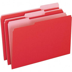 Pendaflex - 9-1/2 x 14-5/8", Legal, Red/Light Red, File Folders with Top Tab - 11 Point Stock, Assorted Tab Cut Location - Eagle Tool & Supply