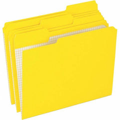 Pendaflex - 9-1/2 x 11-5/8", Letter Size, Yellow, File Folders with Top Tab - 11 Point Stock, Assorted Tab Cut Location - Eagle Tool & Supply