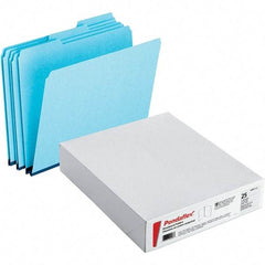 Pendaflex - 11-3/4 x 9-1/2", Letter Size, Blue, File Folders with Top Tab - Assorted Tab Cut Location - Eagle Tool & Supply