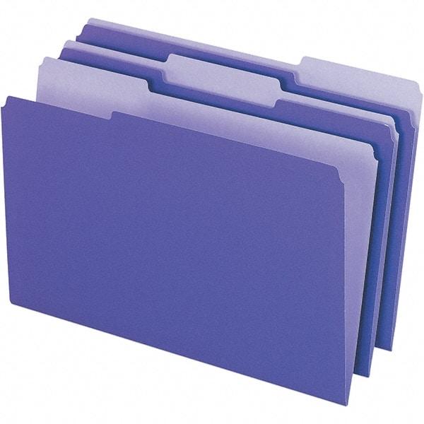 Pendaflex - 14-5/8 x 9-3/16", Legal, Violet, File Folders with Top Tab - 11 Point Stock, Assorted Tab Cut Location - Eagle Tool & Supply