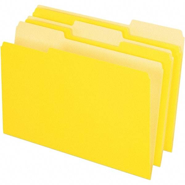 Pendaflex - 9-1/2 x 14-5/8", Legal, Yellow, File Folders with Top Tab - 11 Point Stock, Assorted Tab Cut Location - Eagle Tool & Supply