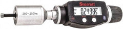 Starrett - 0.2" to 0.25", IP67, Carbide Face Electronic Inside Micrometer - 0.00005" Resolution, 0.00015" Accuracy, 3/4" Gage Depth - Eagle Tool & Supply