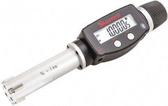 Starrett - 3/4" to 1", IP67, Carbide Face Electronic Inside Micrometer - 0.00005" Resolution, 0.00015" Accuracy, 2-5/8" Gage Depth - Eagle Tool & Supply