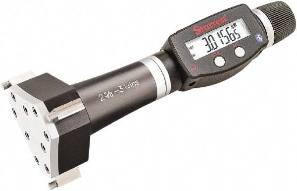Starrett - 2-5/8" to 3-1/4", IP67, Carbide Face Electronic Inside Micrometer - 0.00005" Resolution, 0.0002" Accuracy, 3-1/16" Gage Depth - Eagle Tool & Supply