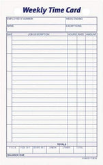 TOPS - 1" High x 4-19/64" Wide Weekly Time Cards - Use with Manual Time Record - Eagle Tool & Supply