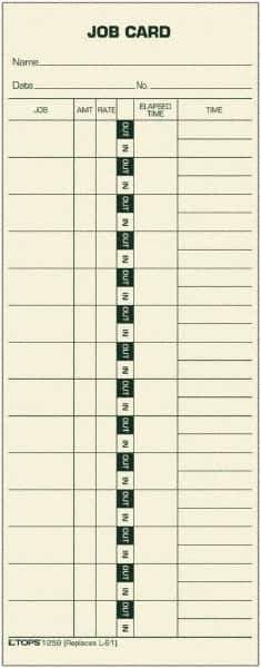 TOPS - 3-29/32" High x 9-45/64" Wide Weekly Time Cards - Use with Cincinnati L-61, Lathem L-61, Simplex 15-800622 - Eagle Tool & Supply