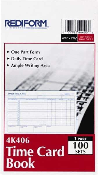 REDIFORM - 29/32" High x 4-13/64" Wide Daily Time Cards - Use with Manual Time Record - Eagle Tool & Supply