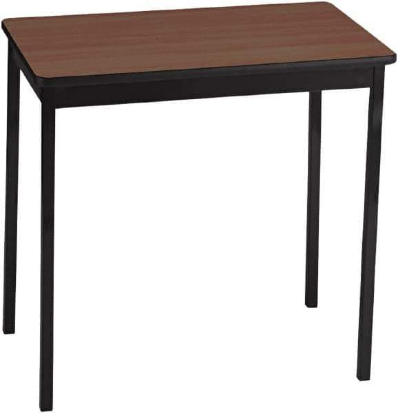 Barricks - 18" Long x 30" Wide x 30" High Stationary Rectangular Utility Tables - 3/4" Thick, Walnut & Black, Wood Grain Laminate/Steel - Eagle Tool & Supply