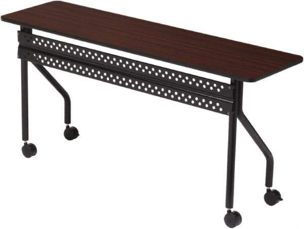 ICEBERG - 18" Long x 72" Wide x 29" High Stationary Rectangular Training Table - 3/4" Thick, Mahogany & Black, Melamine/Laminate/Steel - Eagle Tool & Supply