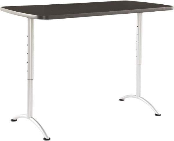 ICEBERG - 60" Long x 30" Wide x 42" High Stationary Rectangular Conference Table - 1-1/8" Thick, Graphite (Color), Melamine/Laminate/Steel - Eagle Tool & Supply