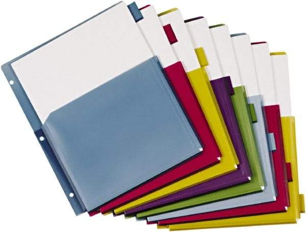 Cardinal - 11 x 8 1/2" 8 Tabs, 3-Hole Punched, Tab Divider - Multicolor Tabs, Multi-Color Folder - Eagle Tool & Supply