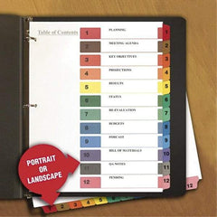 Universal One - 11 x 8 1/2" 8 Tabs, 3-Hole Punched, Tab Divider - Multicolor Tabs, White Folder - Eagle Tool & Supply