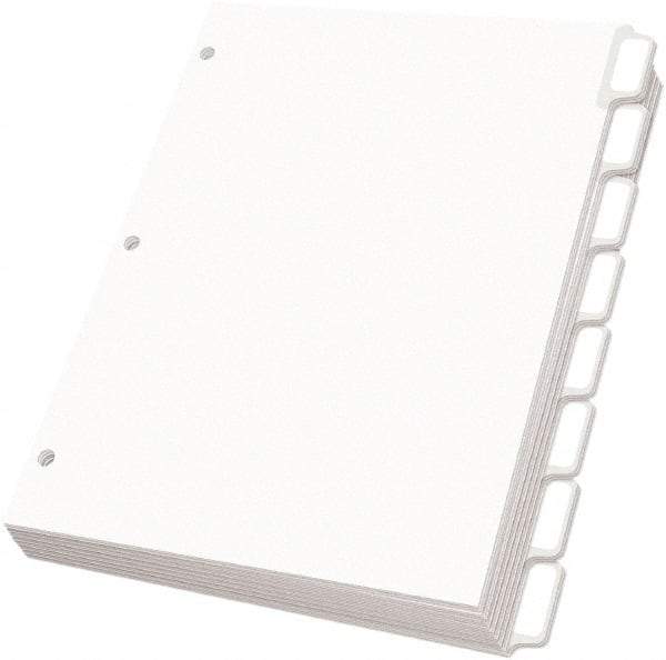 OXFORD - 11 x 8 1/2" 5 Tabs, 3-Hole Punched, Self-Stick Tab - White - Eagle Tool & Supply