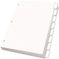 OXFORD - 11 x 8 1/2" 5 Tabs, 3-Hole Punched, Self-Stick Tab - White - Eagle Tool & Supply