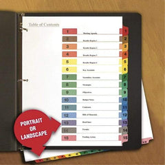 Universal One - 11 x 8 1/2" 8 Tabs, 3-Hole Punched, Index Tab - Black Tabs, Multi-Color Folder - Eagle Tool & Supply