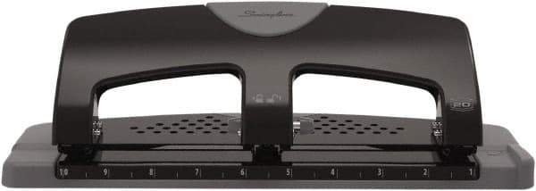 Swingline - Paper Punches Type: 20 Sheet Three-Hole Punch Color: Black/Gray - Eagle Tool & Supply