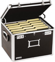 Vaultz - 1 Compartment, 17-1/2" Wide x 12-1/2" High x 14" Deep, File Storage Boxes - Aluminum, Chrome, PVC & Rubber, Black - Eagle Tool & Supply