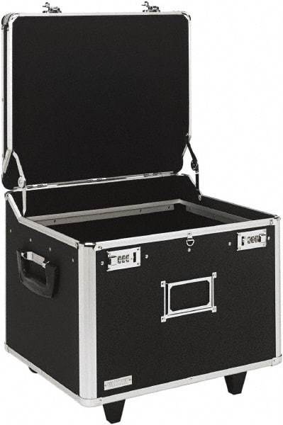 Vaultz - 1 Compartment, 15-1/4" Wide x 11-1/2" High x 12-1/4" Deep, Portable Storage Box - Aluminum, Chrome & PVC, Black - Eagle Tool & Supply