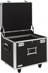 Vaultz - 1 Compartment, 15-1/4" Wide x 11-1/2" High x 12-1/4" Deep, Portable Storage Box - Aluminum, Chrome & PVC, Black - Eagle Tool & Supply