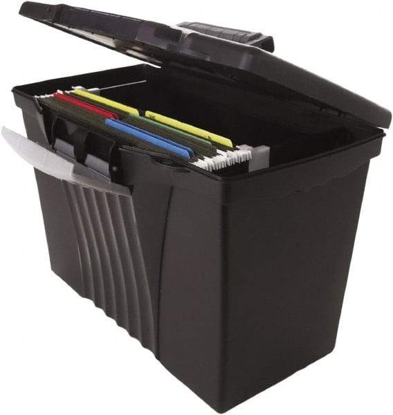 Storex - 1 Compartment, 14-1/2" Wide x 12" High x 10-1/2" Deep, File Storage Boxes - Plastic, Black - Eagle Tool & Supply