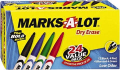 Marks-A-Lot - Assorted Colors, Pen Style, Bullet Tip, 24 Set Dry Erase Markers - For Use with Dry Erase Marker Boards - Eagle Tool & Supply