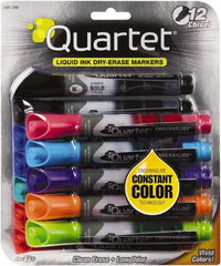 Quartet - Assorted Colors, Chisel Tip, 12 Set EnduraGlide Dry Erase Markers - For Use with Dry Erase Marker Boards - Eagle Tool & Supply