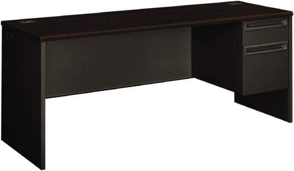 Hon - 72" Long x 29-1/2" High x 24" Deep, 2 Drawer Credenza - Mahogany/Charcoal (Color), Steel-Reinforced High-Pressure Laminate/Metal - Eagle Tool & Supply